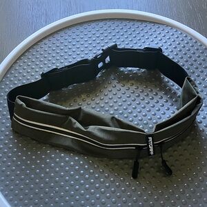 Olive Green Crossbody Belt Bag with Reflective Trim